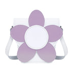 Zatchels White Violet Daisy Handmade Leather Barrel Bag front view