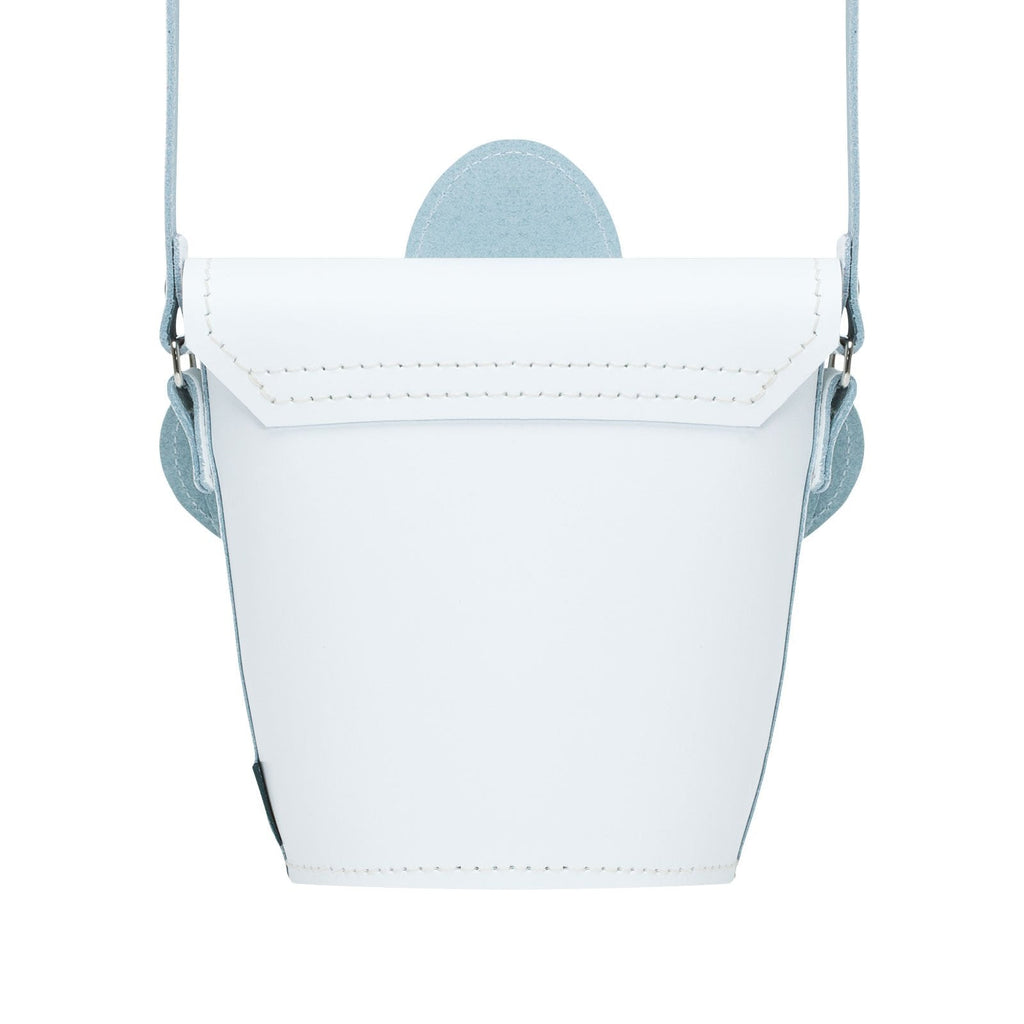 Zatchels White Daisy leather barrel bag back view