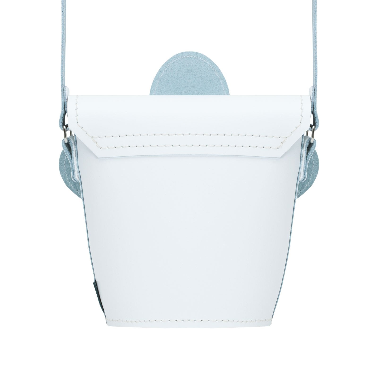 Zatchels White Daisy leather barrel bag back view
