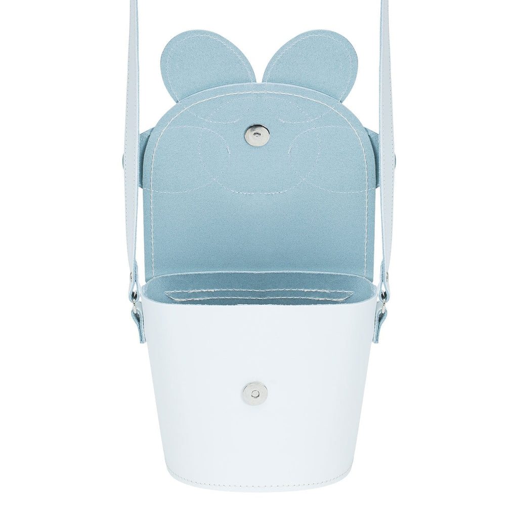 Zatchels White Daisy leather barrel bag open view