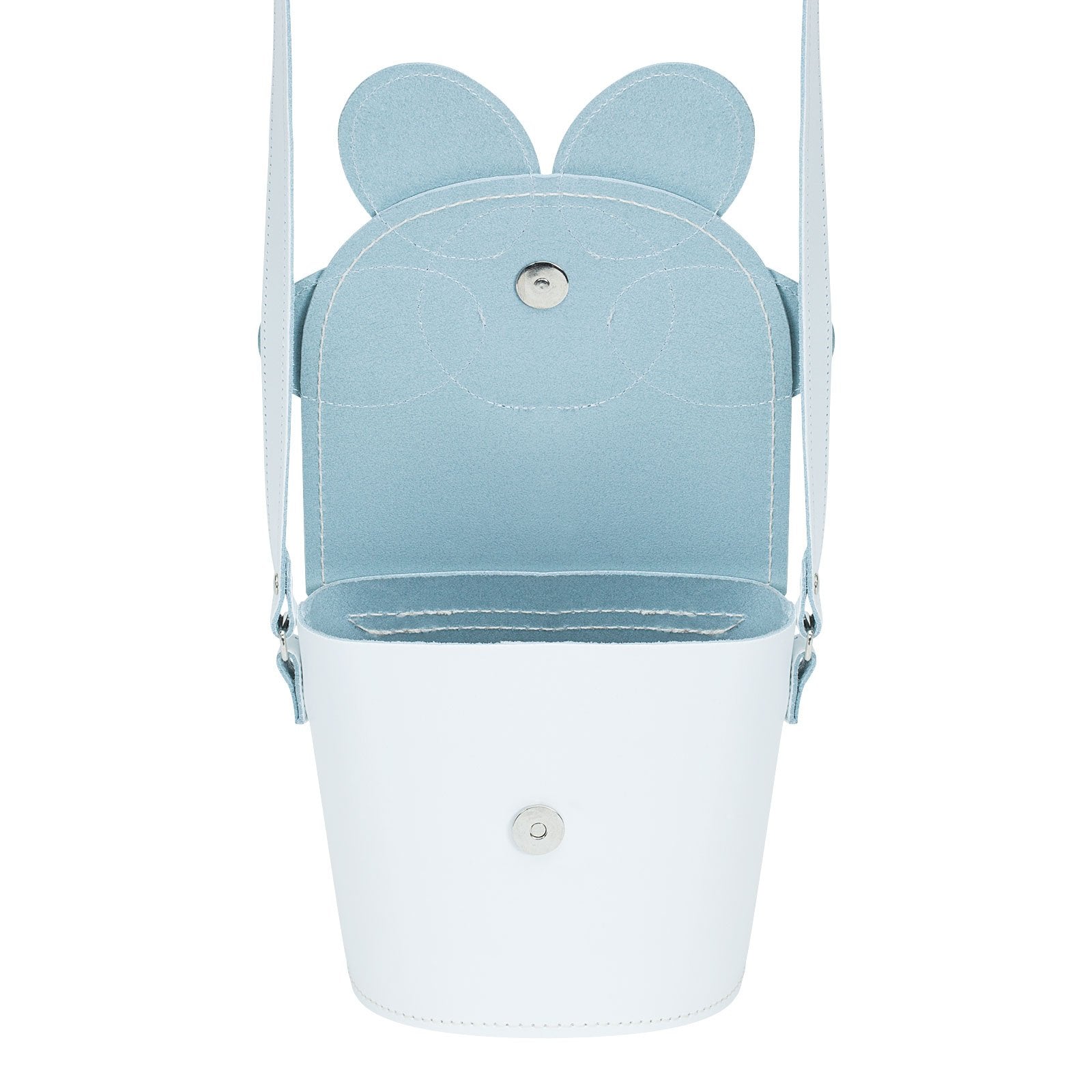 Zatchels White Daisy leather barrel bag open view