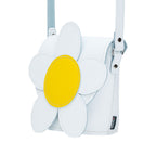 Zatchels White Daisy leather barrel bag side view