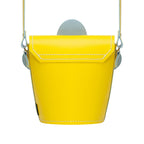Zatchels Pastel Yellow Daisy leather barrel bag back view