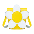 Zatchels Pastel Yellow Daisy Handmade Leather Barrel Bag front view