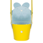 Zatchels Pastel Yellow Daisy leather barrel bag open view