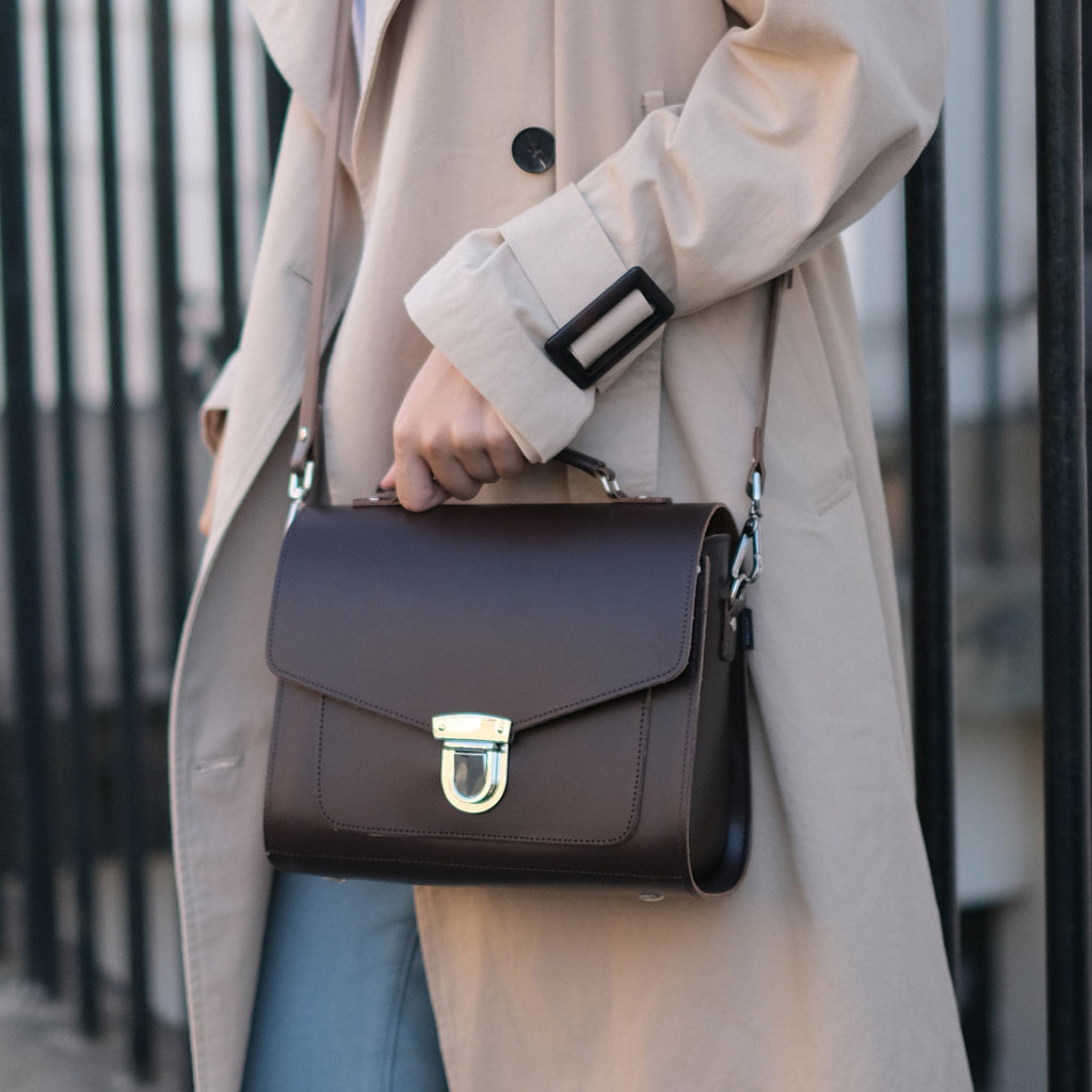 Zatchels Dark Brown Sugarcube Handmade Leather Handbag