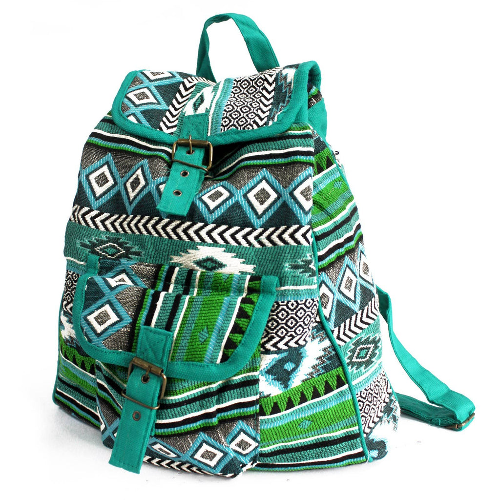 JNS-01 Teal Jacquard Nepal Style Backpack