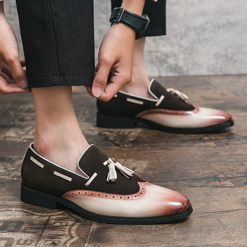 Mens Leather Round Toe Loafers