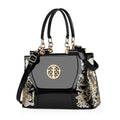 Womens Patent Look Sequin Embroidered Handbag