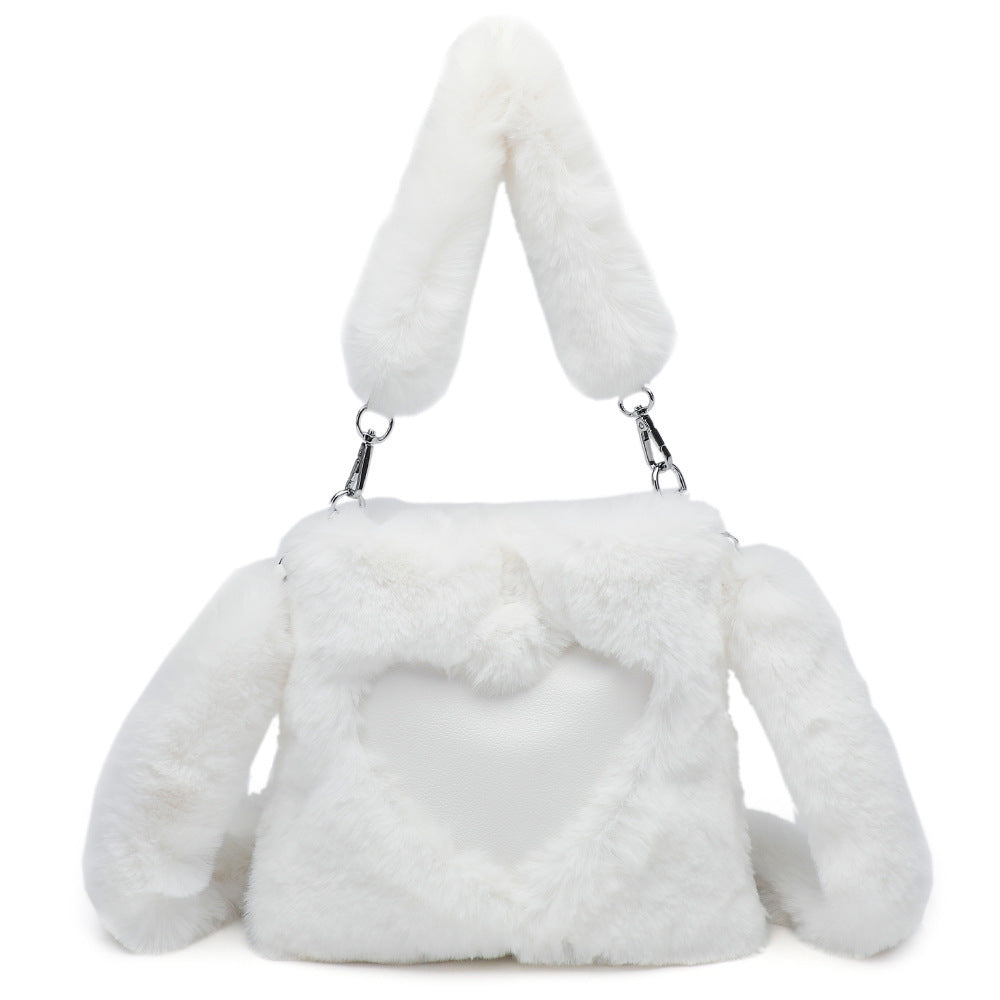Womens Fluffy Plush Top Handle Shoulder Bag