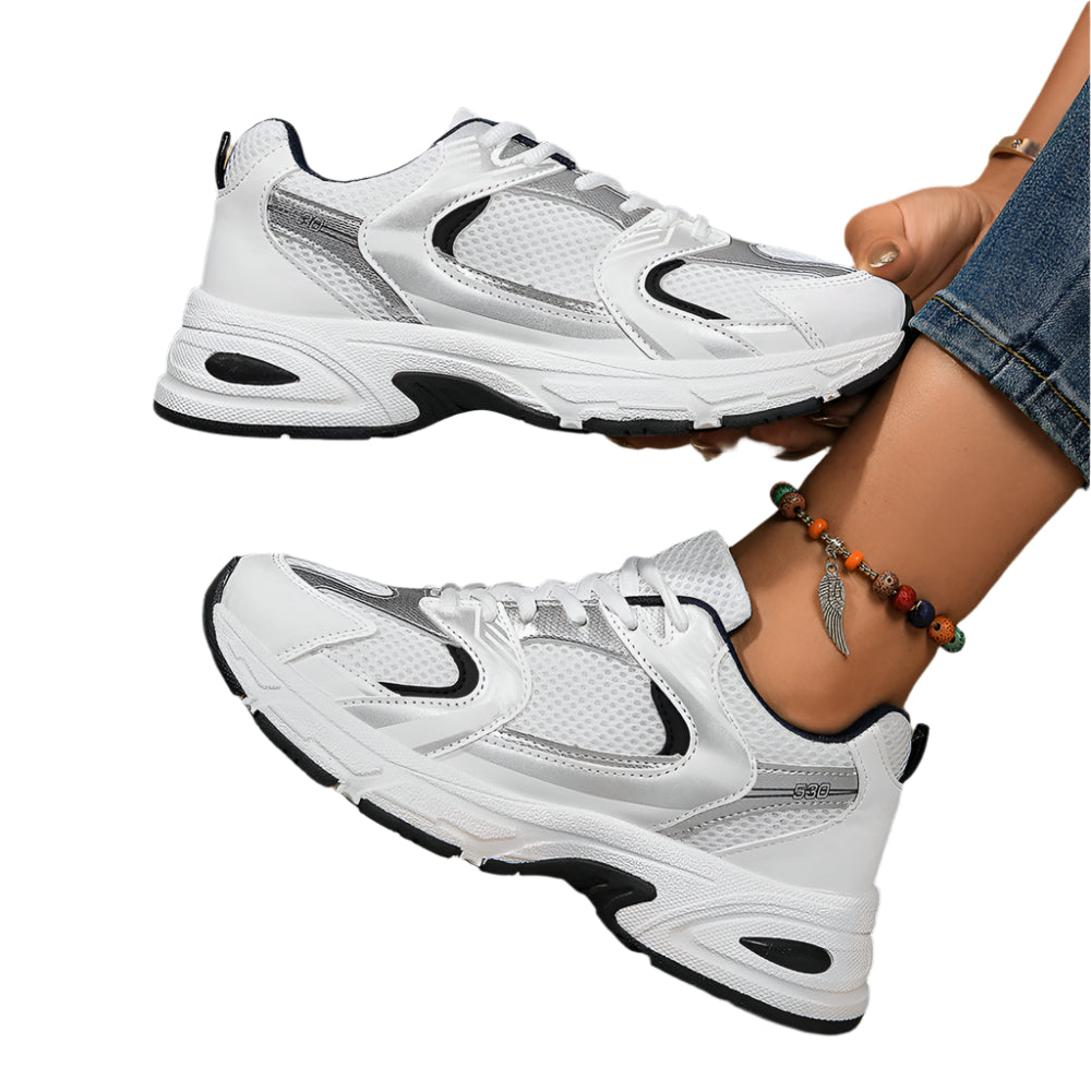 Womens Breathable Mesh Non Slip Lightweight Platform White Running Trainers