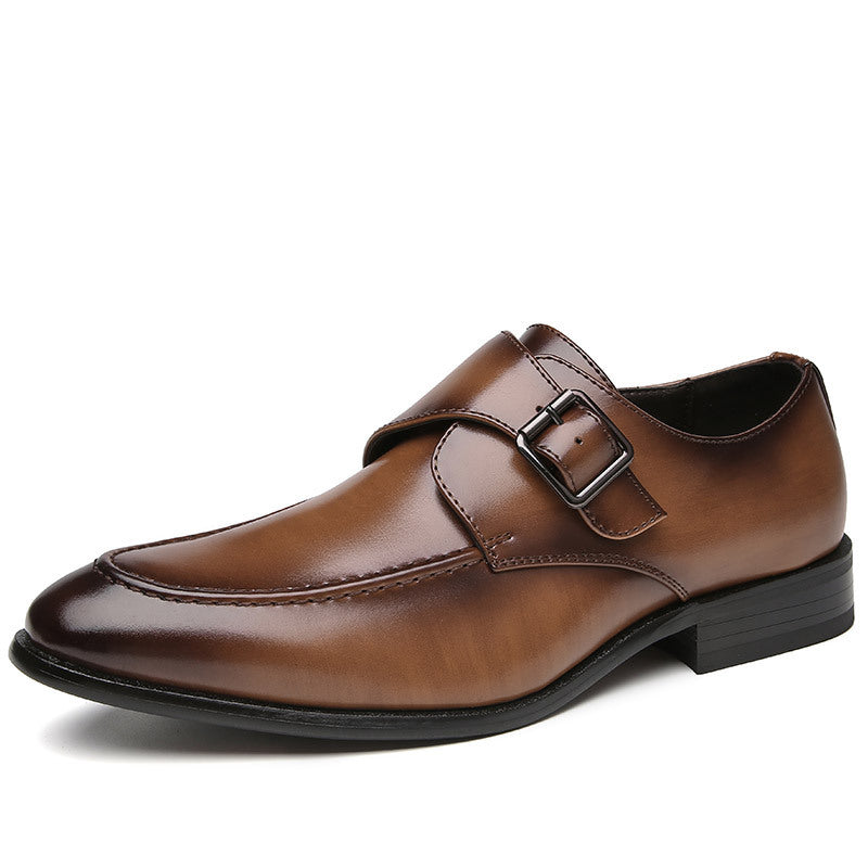 Mens Leather Breathable Buckle Strap Shoes