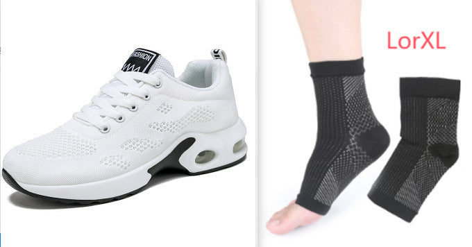 Womens Breathable Mesh Wedge Heel Round Toe Running Trainers