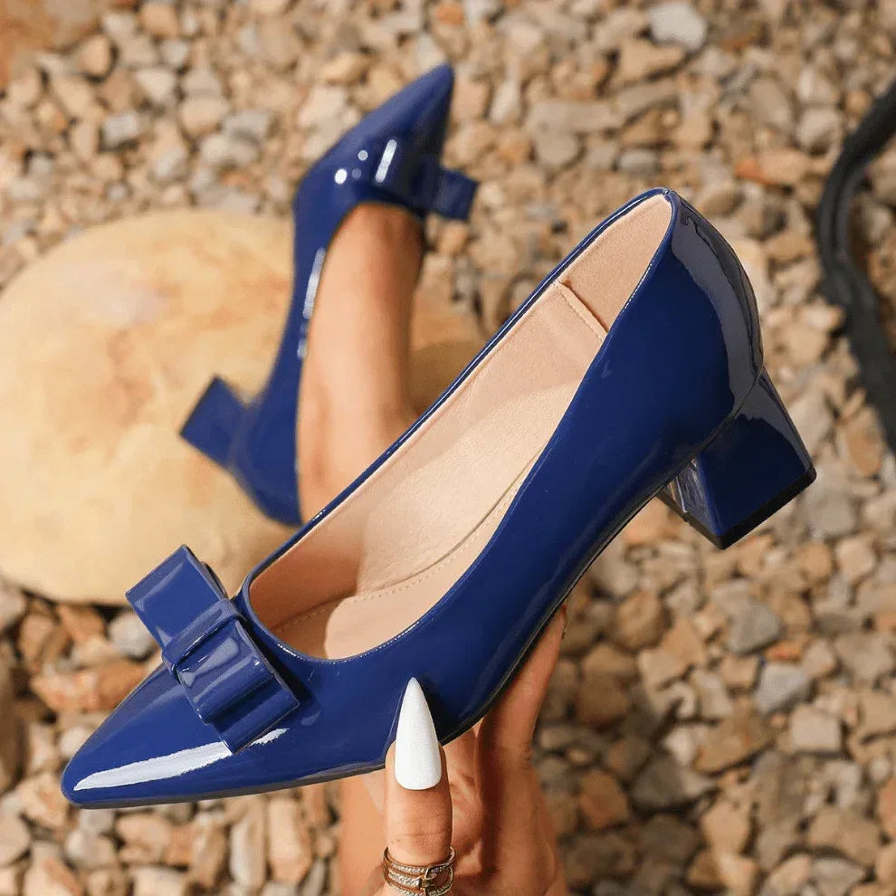 Womens Patent Leather Bowknot High Heels