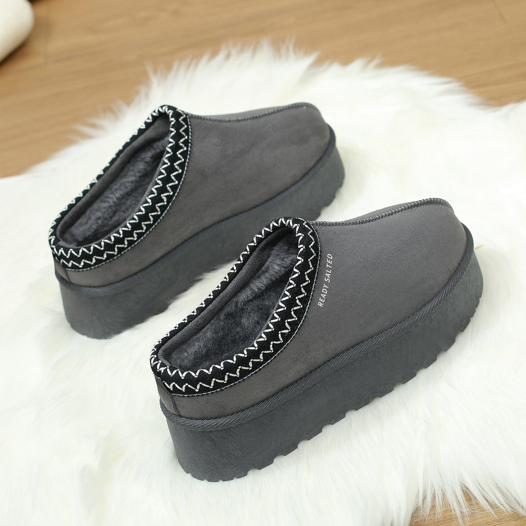 Womens Leather Anti Skid Platform Slip On Slippers