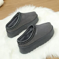 Womens Leather Anti Skid Platform Slip On Slippers