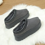 Womens Leather Anti Skid Platform Slip On Slippers