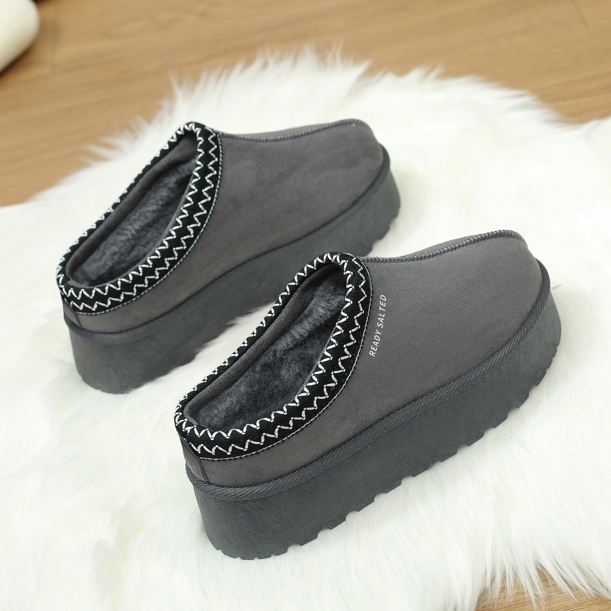 Womens Leather Anti Skid Platform Slip On Slippers