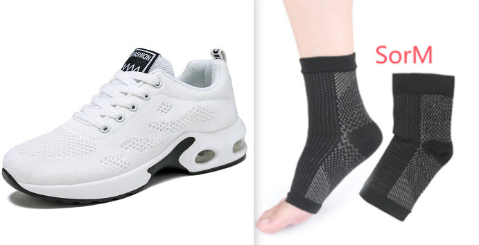 Womens Breathable Mesh Wedge Heel Round Toe Running Trainers