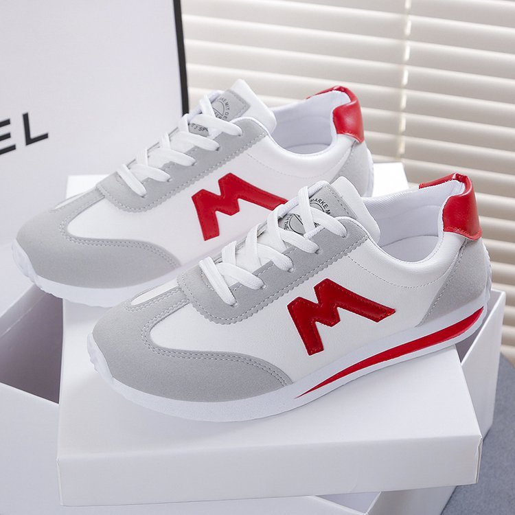 Womens Leather Low Top Lace Up Round Toe Running Trainers
