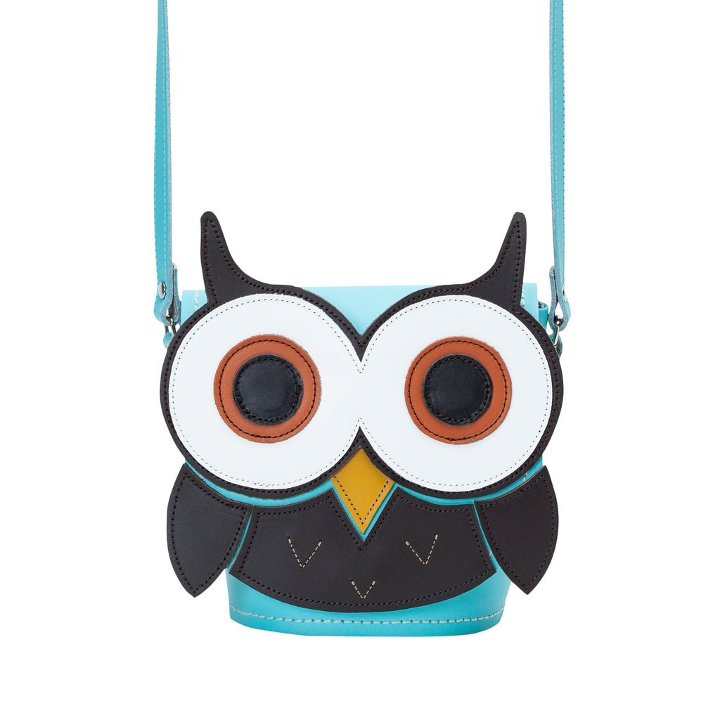 Zatchels Farley Owl Handmade Leather Bag front view