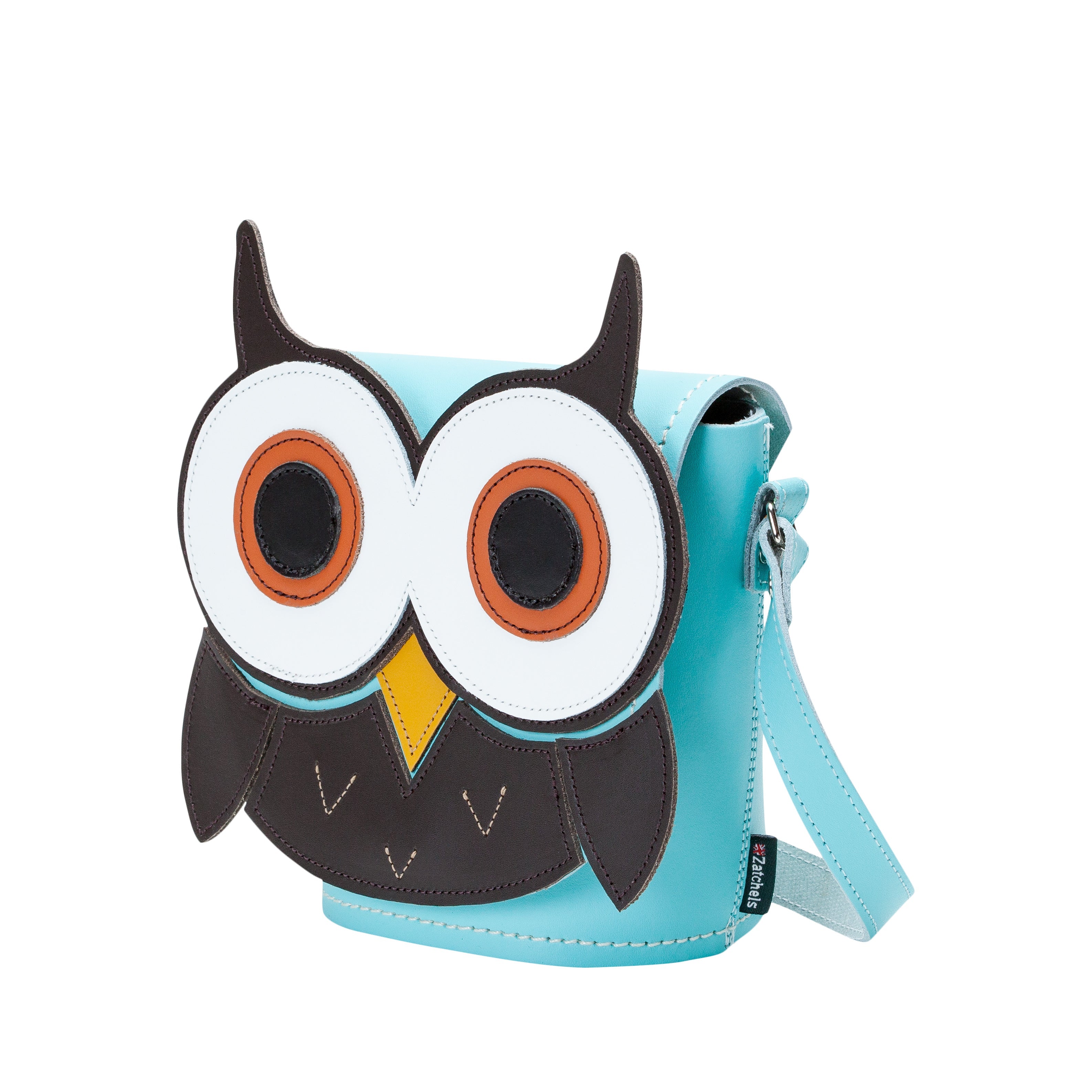 Zatchels Farley Owl leather bag side view