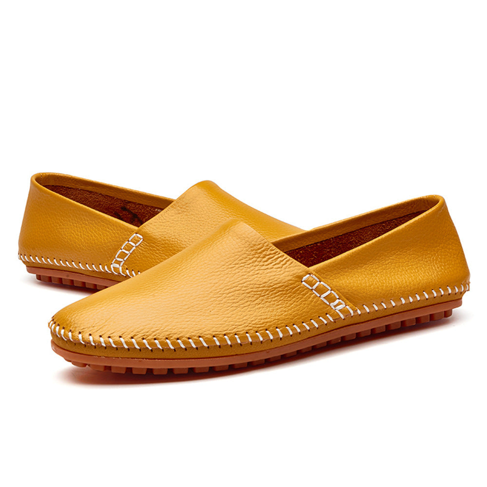 Mens Leather Round Toe Loafers