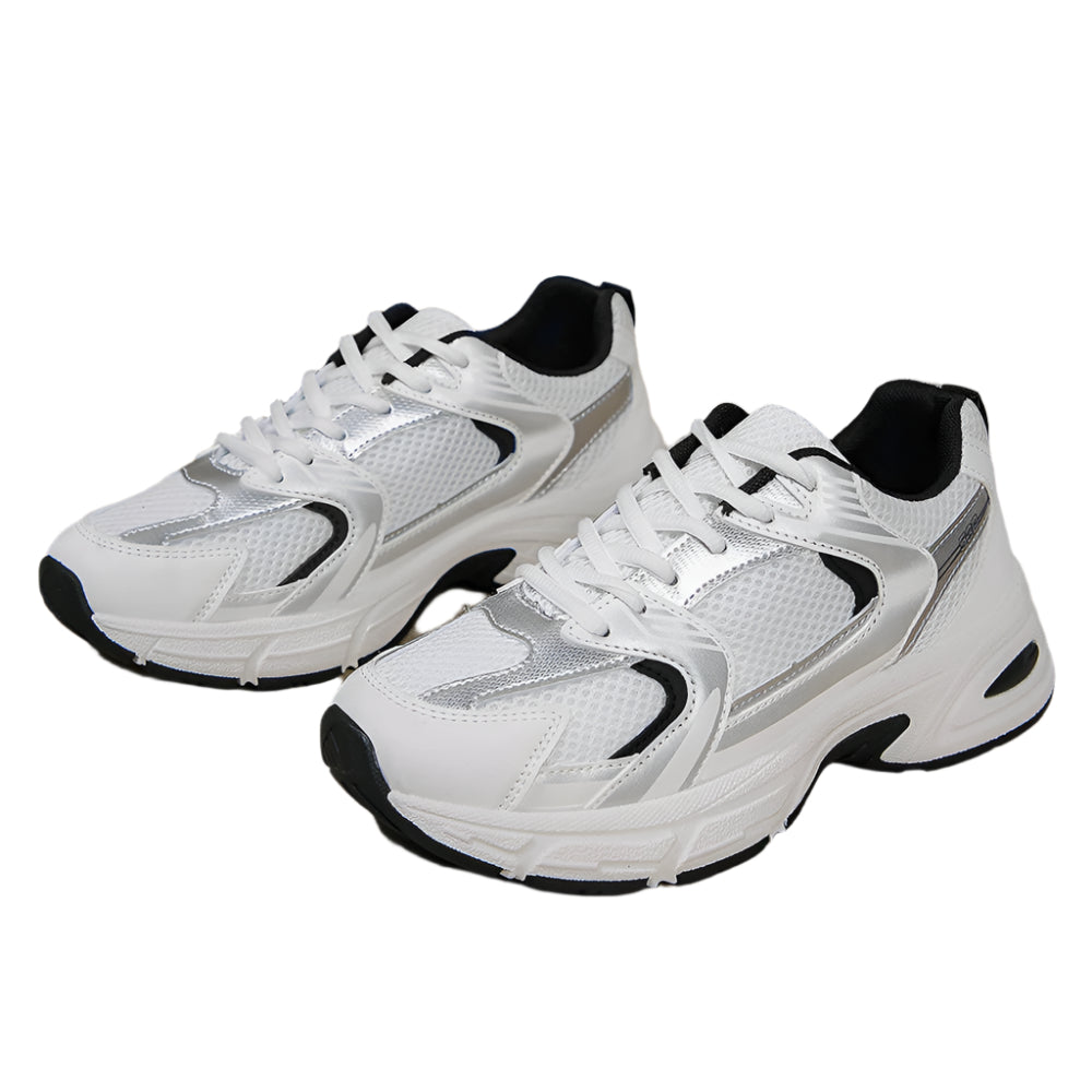 Womens Breathable Mesh Non Slip Lightweight Platform White Running Trainers