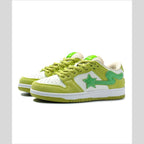 Mens PU Leather Platform Lace Up Apple Green Trainers