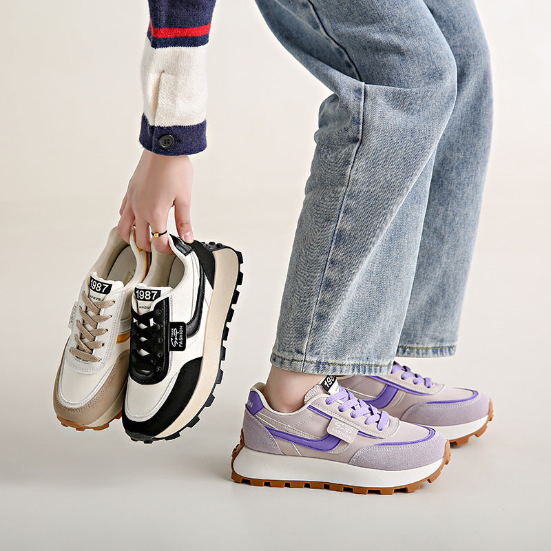 Breathable Mesh Low Top Lace Up Round Toe Running Trainers
