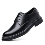 Leather Breathable Low Top Black Four Seasons Lace Up Shoes