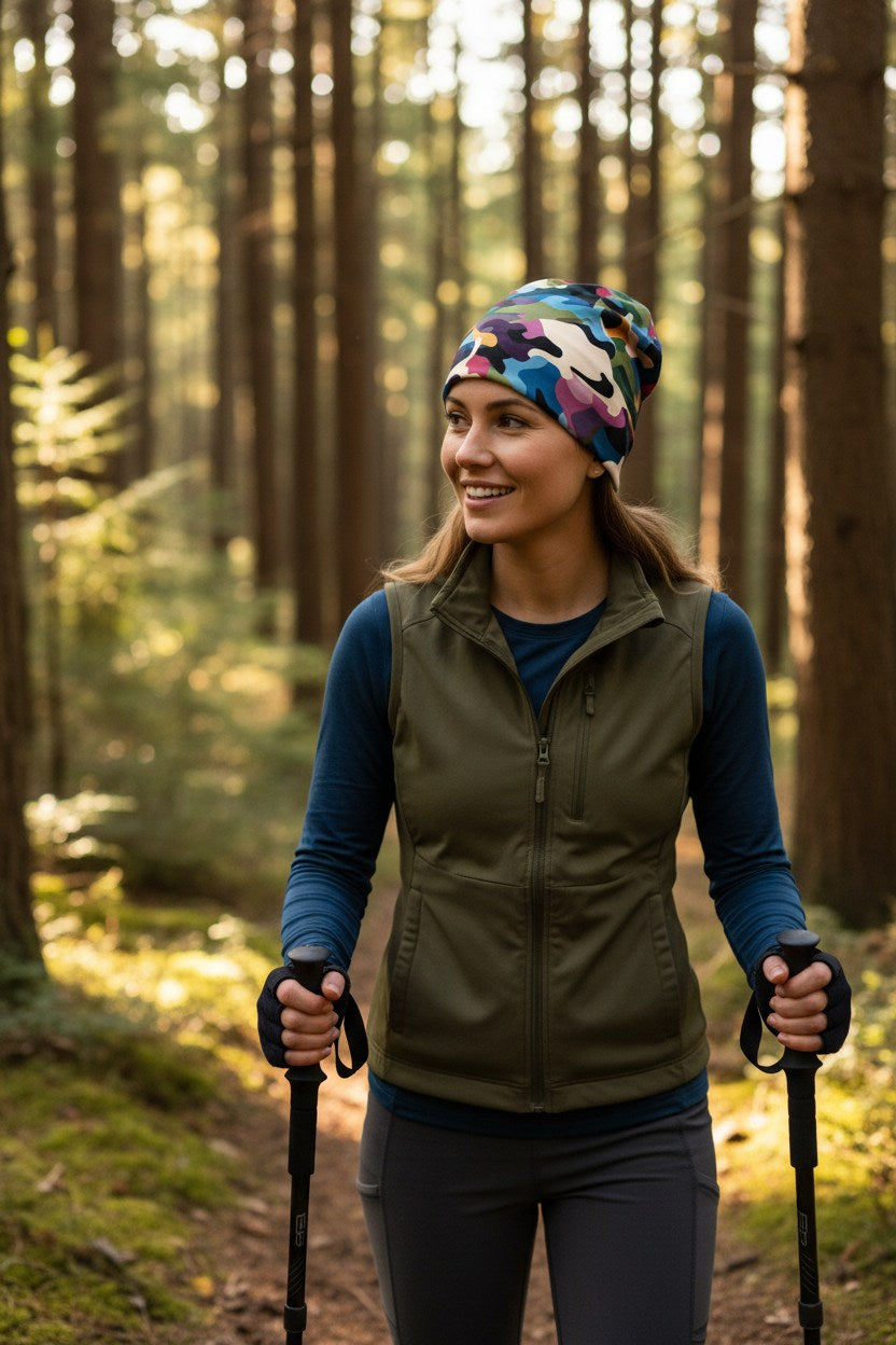 Vibrant Multi Camo Adventure Beanie - Double-Layered Outdoor Streetwear by StayClothed.com
