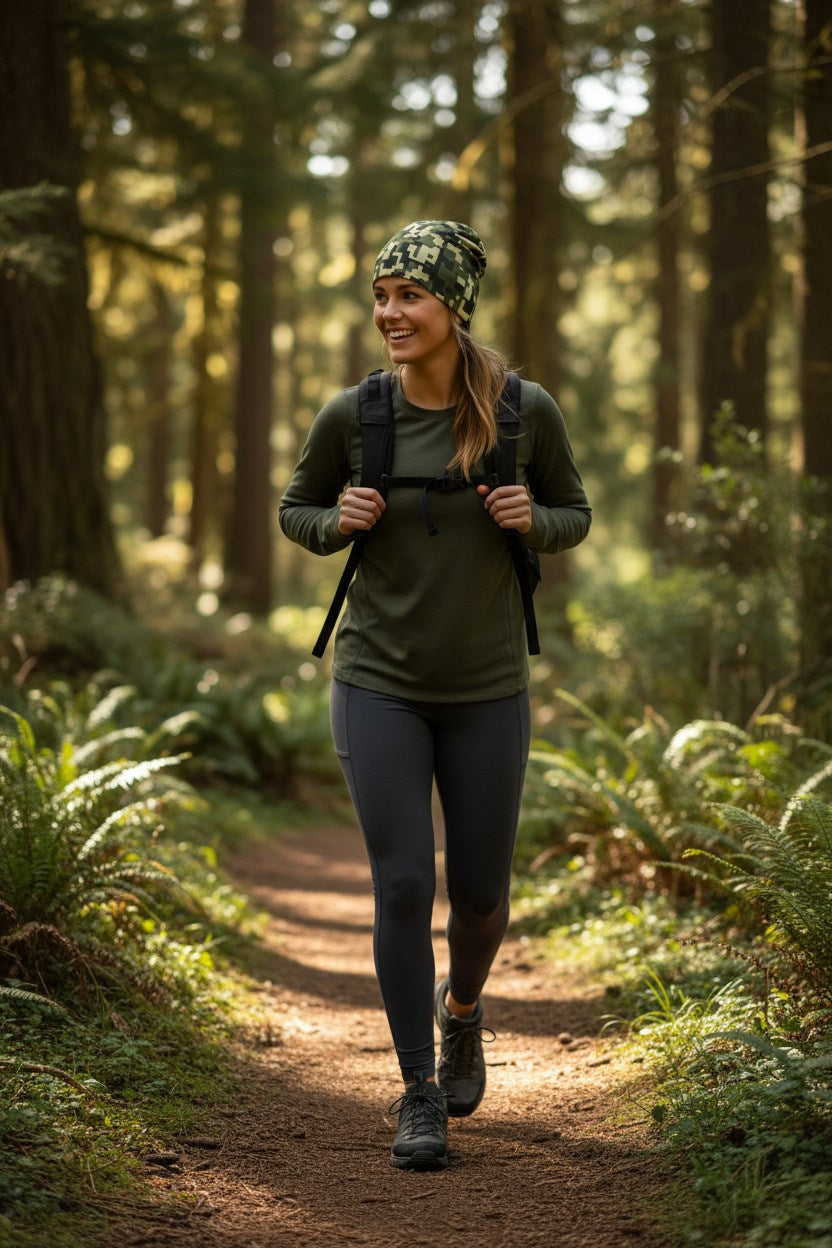 Digital Tan Camo Adventure Beanie - Double-Layered Outdoor Streetwear by StayClothed.com