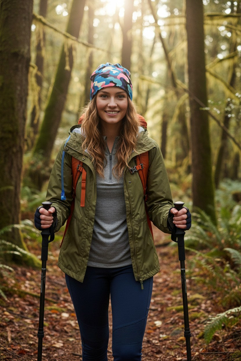 Blue Pink Camo Adventure Beanie - Double-Layered Outdoor Streetwear by StayClothed.com