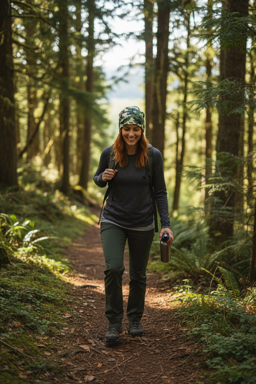 Digital Green Camo Adventure Beanie - Double-Layered Outdoor Streetwear by StayClothed.com