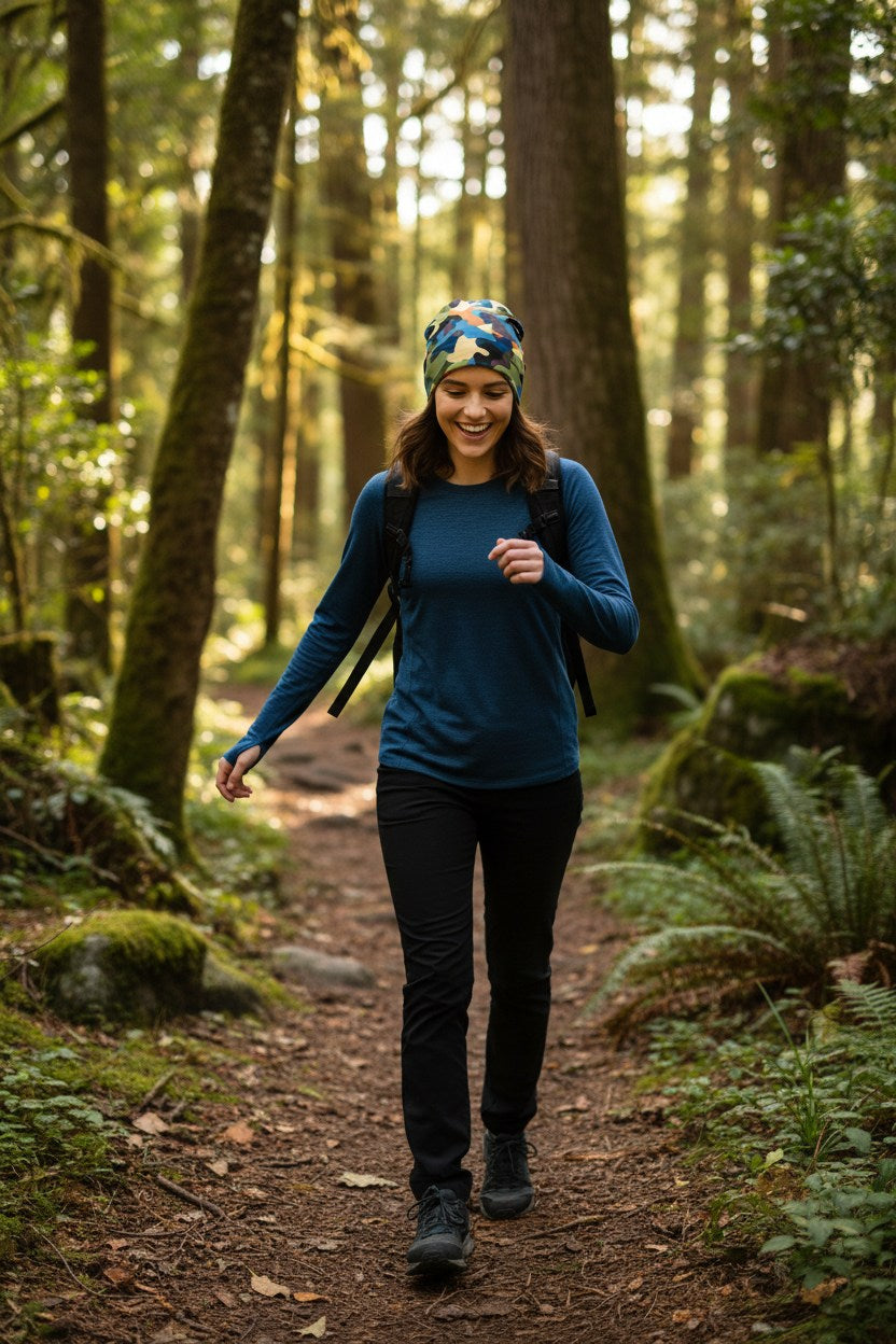 Blue Green Camo Adventure Beanie - Double-Layered Outdoor Streetwear by StayClothed.com