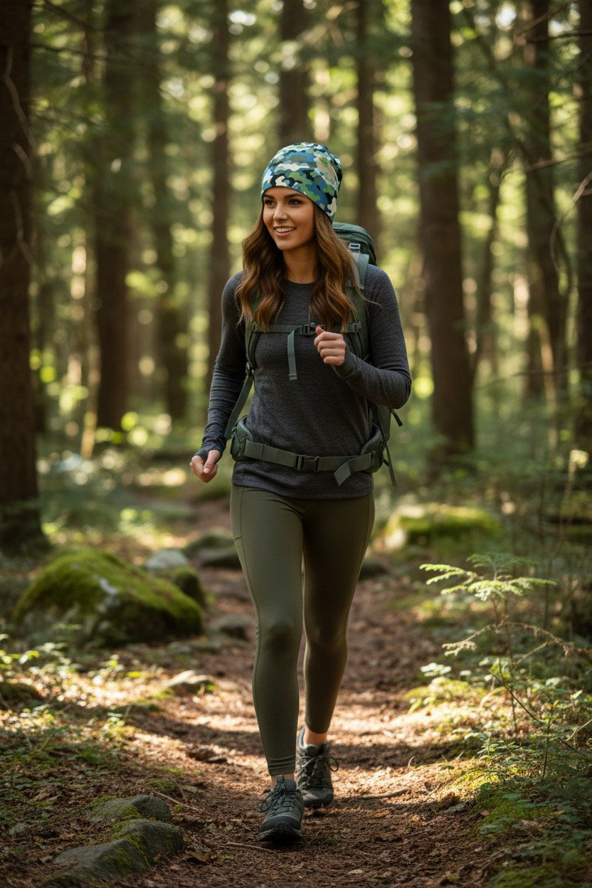 Ocean Green Camo Adventure Beanie - Double-Layered Outdoor Streetwear by StayClothed.com