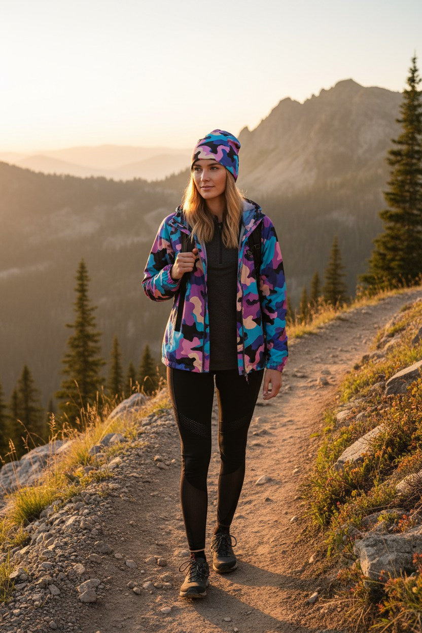 Cyan Pink Camo Adventure Beanie - Double-Layered Outdoor Streetwear by StayClothed.com