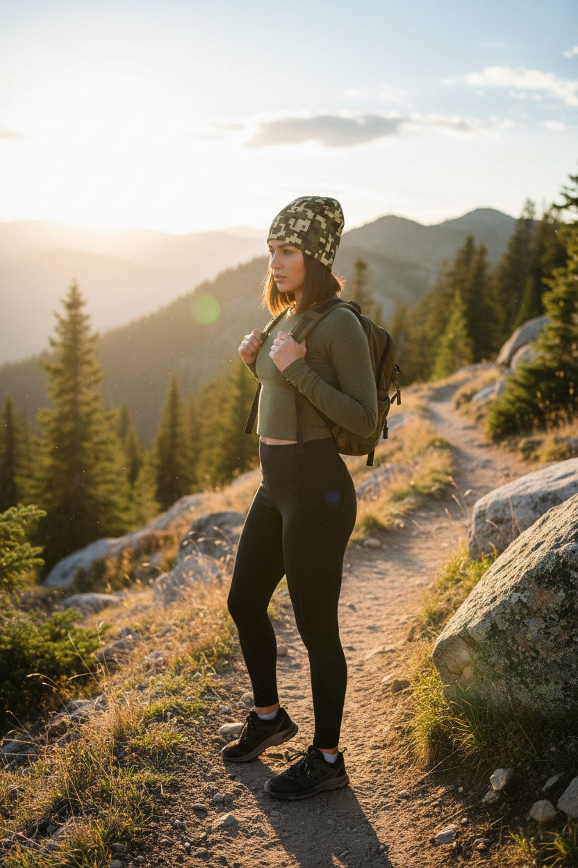 Digital Tan Camo Adventure Beanie - Double-Layered Outdoor Streetwear by StayClothed.com
