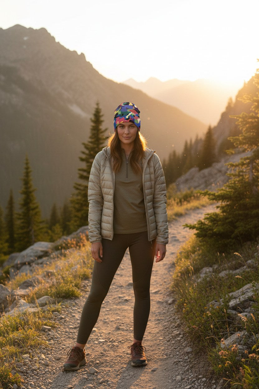 Rainbow Multi Camo Adventure Beanie - Double-Layered Outdoor Streetwear by StayClothed.com