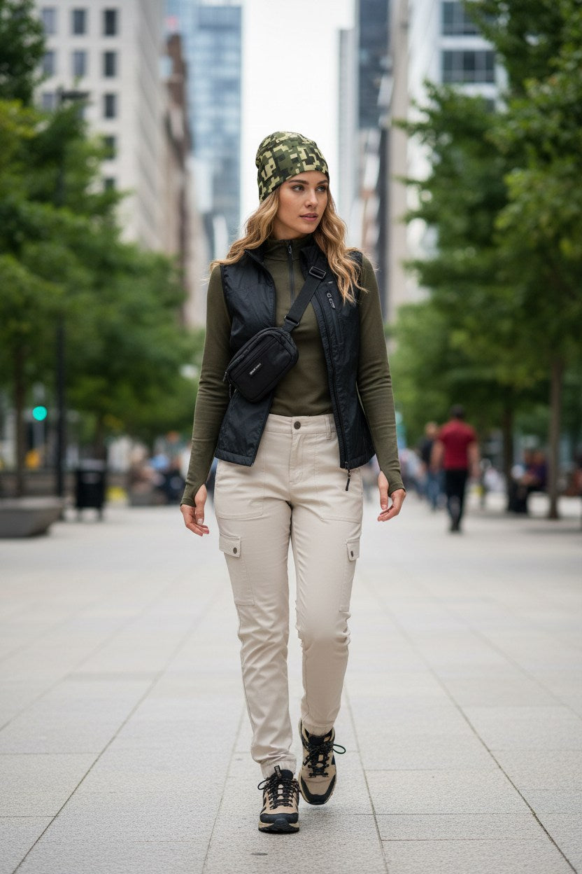 Digital Tan Camo Adventure Beanie - Double-Layered Outdoor Streetwear by StayClothed.com