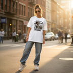 Female streetwear model golden hour