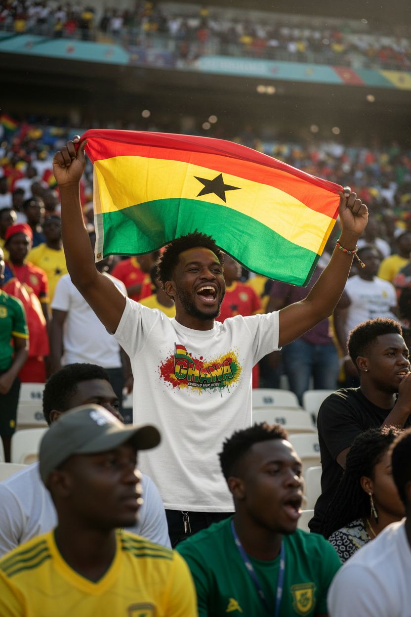 Ghana World Cup 2026 T-Shirt - Bold Graffiti Flag Design by StayClothed.com