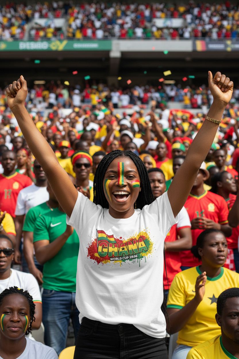 Ghana World Cup 2026 T-Shirt - Bold Graffiti Flag Design by StayClothed.com