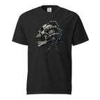 Front view of a Black T-shirt with a detailed skull graphic, exposed teeth, and elongated dripping bone-like forms.