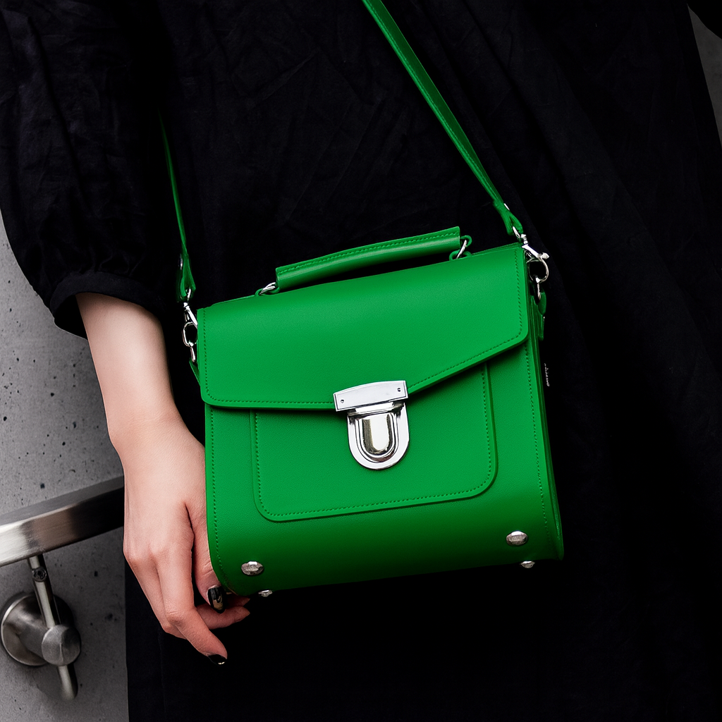 Zatchels Green Sugarcube handbag model view