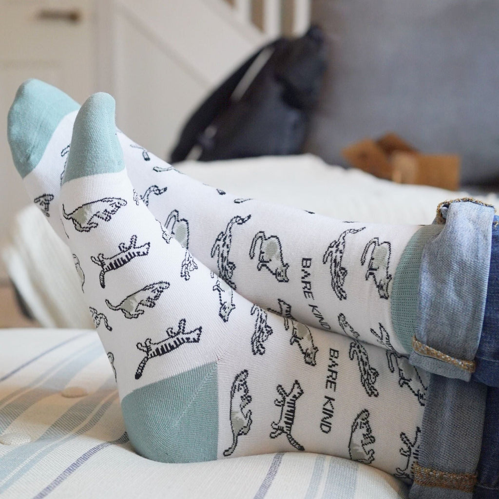Bare Kind Green Cat Pet Pair Bamboo Sock Set
