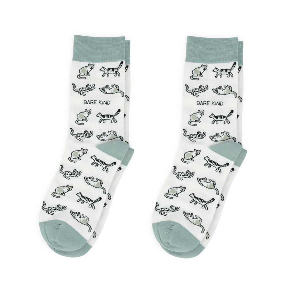 Bare Kind Green Cat Pet Pair Bamboo Sock Set