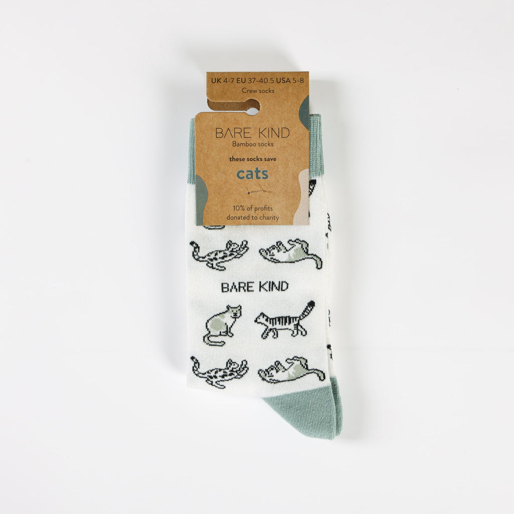 Bare Kind Save the Green Cat Bamboo Socks