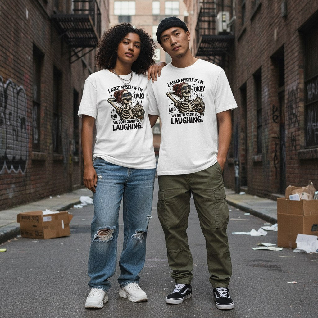 Group of friends wearing streetwear for an editorial photoshoot.